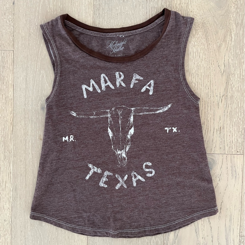 Vintage Style Marfa Texas Brown Graphic Tank